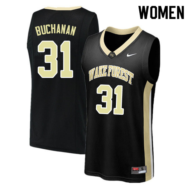 Women #31 Blake Buchanan Wake Forest Demon Deacons College Basketball Jerseys Sale-Black